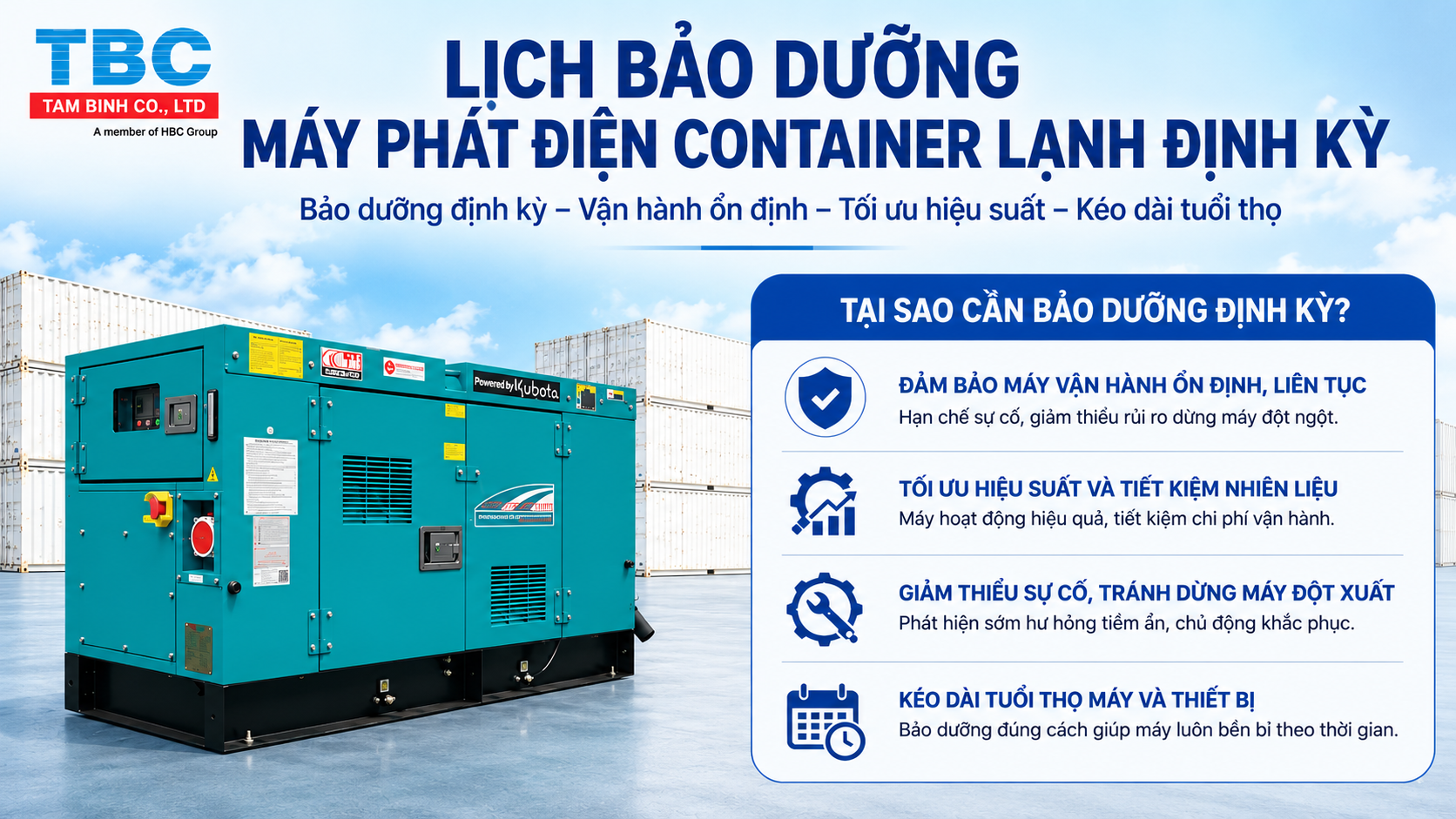 Một số lưu ý khi bảo dưỡng máy phát điện container lạnh