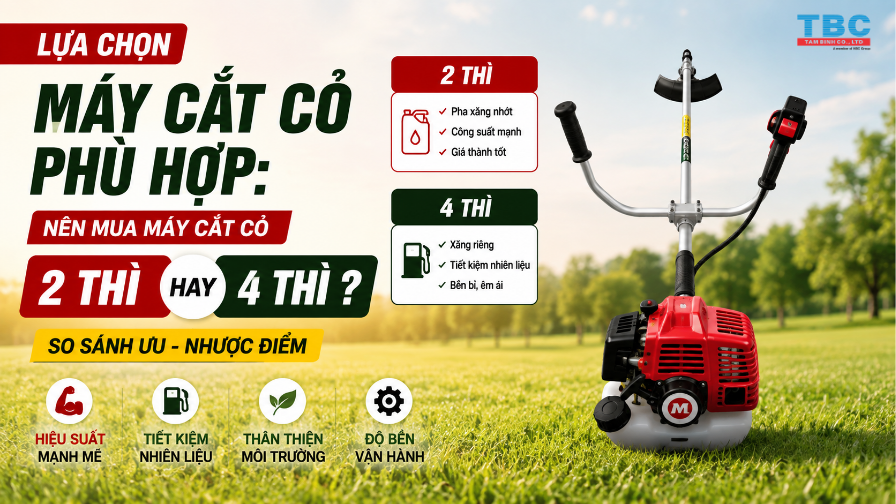 nên chọn máy cắt cỏ 2 thì hay 4 thì